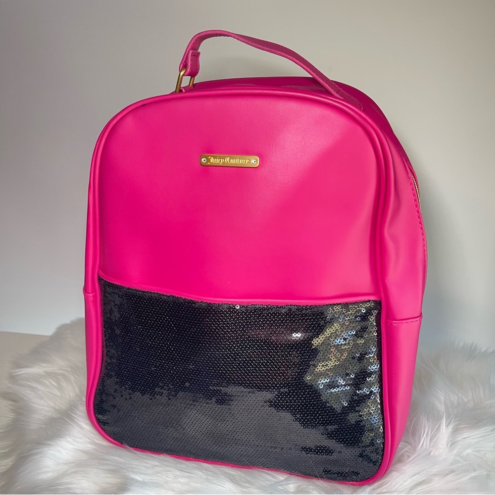Juicy Couture Pink Backpack with Black Sequins & Gold Hardware